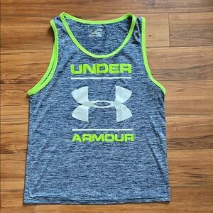 Under Armour Gray Heather Tank Top with Neon Green Trim